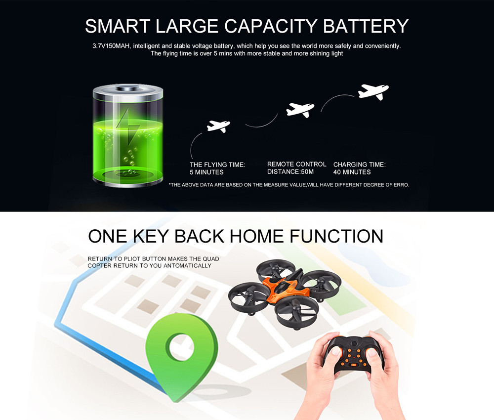 มินิอาร์ซีโดรนพร้อมโหมดไร้หัว  - Eachine Drone E010 บทวิจารณ์และราคา